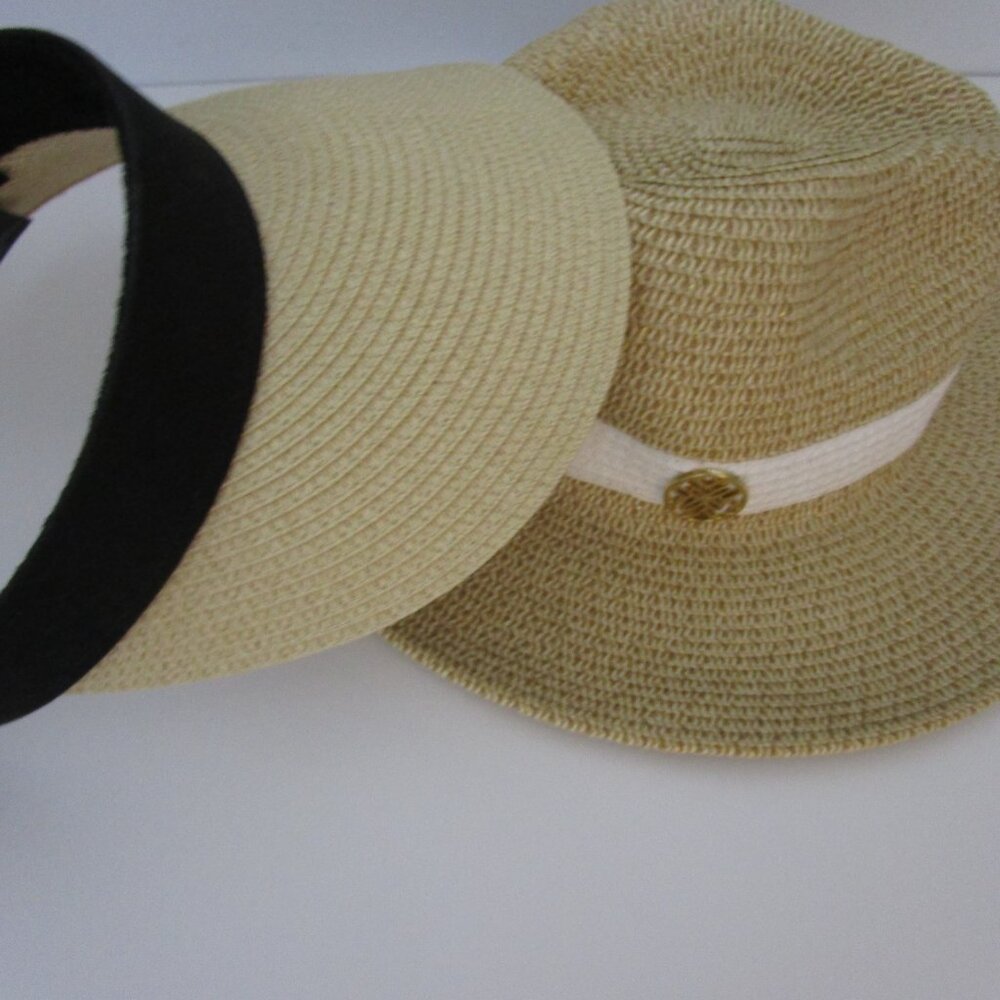Hat Visor Natural Faux Straw Vaca Sun Protec - Picture 2 of 16